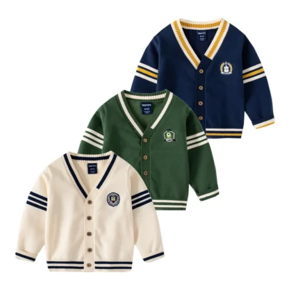 Suéteres elegantes para niños, de uniforme escolar cárdigans, Chaqueta de algodón para niños pequeños, ropa para niños de 2 a 6 años, Invierno