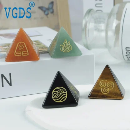 2025 gran oferta cristal Natural cuarzo amatista gema pirámide cuatro elementos aire agua fuego tierra símbolo energía joyería piedra curativa