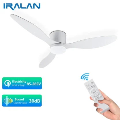 IRALAN-ventilador de techo LED moderno con Control remoto, de suelo bajo luz decorativa, luz de ahorro de energía con ventilador en el dormitorio y el hogar