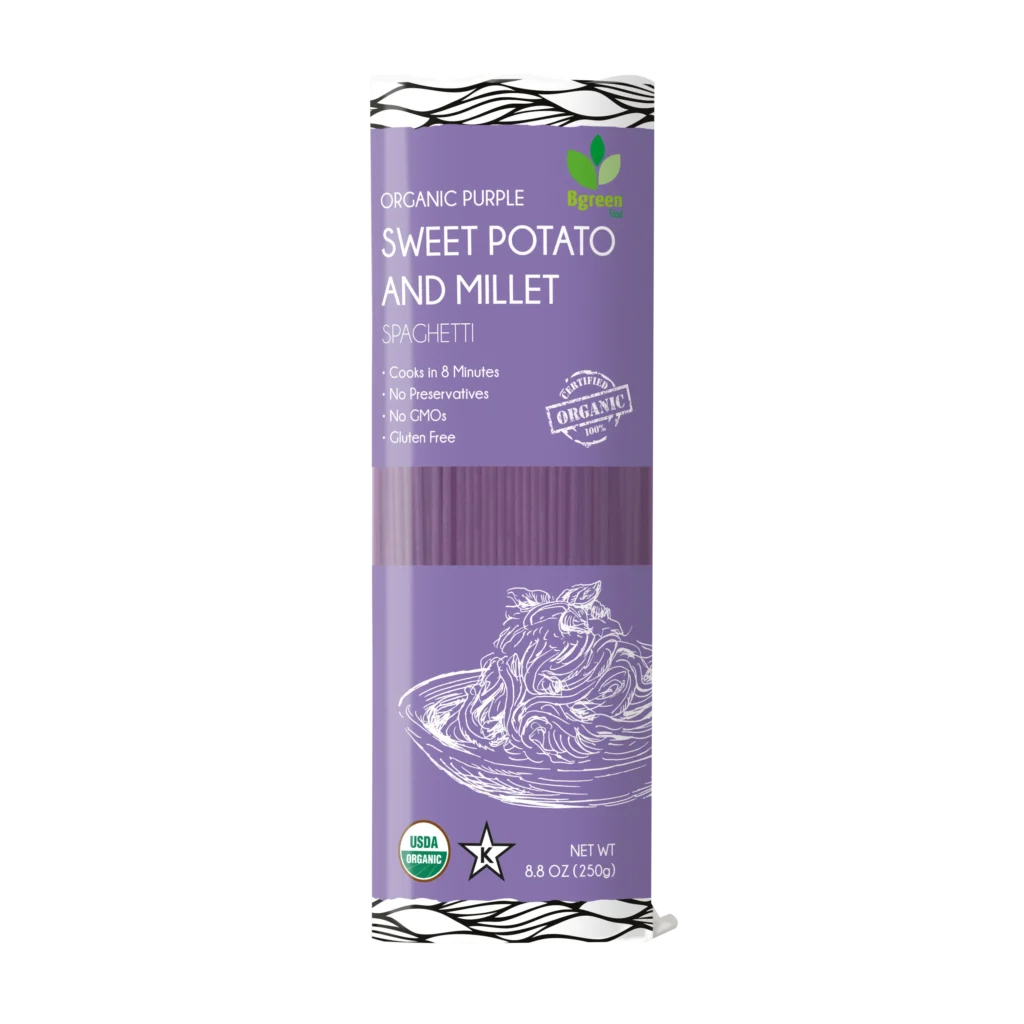 Espagueti morado orgánico de batata y mijo