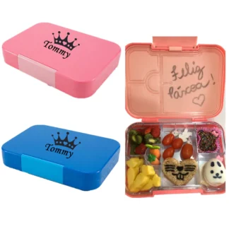 MIYOCAR-fiambrera personalizada con cualquier nombre, 6 compartimentos ajustables, tamaños de porciones ideales, apto para microondas y lavavajillas, sin BPA