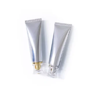 Tubo vacío de crema BB de 50ML y 50G, contenedor de cosméticos de plata brillante, envase de maquillaje para el cuidado de la piel, botella exprimible, 25 unids/lote