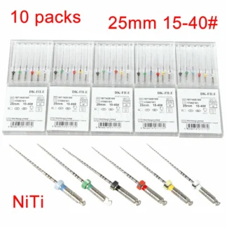 Limas para endodoncia Dental NiTi DK, paquetes de 1-10 paquetes, 25mm, Taper 04 para uso de motor, 15-40 #