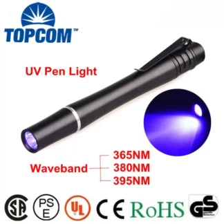 TopCom-linterna con bolígrafo LED UV, 395nM, 380nM, 365nM, luz LED UV, Mini Detector de moneda, inspección de dinero, linterna ultravioleta LED UV