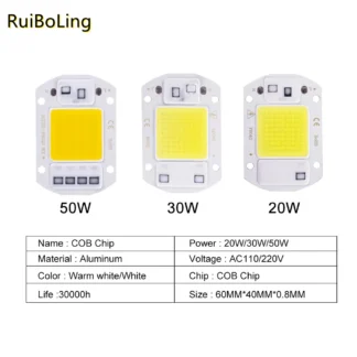 Bombilla de diodos LED F6040, 50W, 30W, 20W, CHIP COB, 220V, módulo LED de cuentas para lámpara, foco de luz de inundación, bricolaje, sin necesidad de controlador
