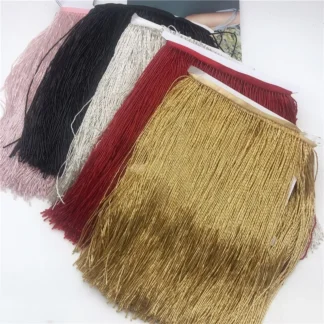 5 yardas, dorado, plateado, negro. Lámpara de flecos con cuentas de semilla de vidrio, artesanía de adorno de disfraz, rojo y rosa, 30cm(12 pulgadas), venta al por mayor