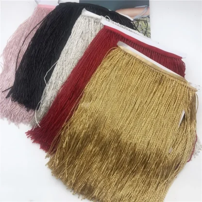 5 yardas, dorado, plateado, negro. Lámpara de flecos con cuentas de semilla de vidrio, artesanía de adorno de disfraz, rojo y rosa, 30cm(12 pulgadas), venta al por mayor