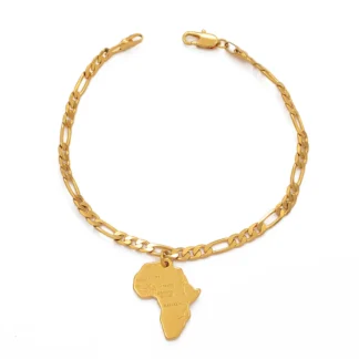 Anniyo, pulsera con mapa de África de 21cm, cadena para mujeres y hombres, gargantilla, cadena de Color dorado, brazaletes con dijes africanos, joyería, cadenas de mano # 210906