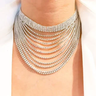 Stonefans-gargantilla multicapa con diamantes de imitación para mujer, Collar de borla de cristal, cadena de lujo, joyería de fiesta
