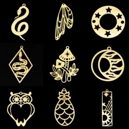 5 unids/lote 316 Acero inoxidable geométrico DIY pendiente encanto colgante joyería al por mayor golondrina Eclipse Lunar alas de mariposa sol