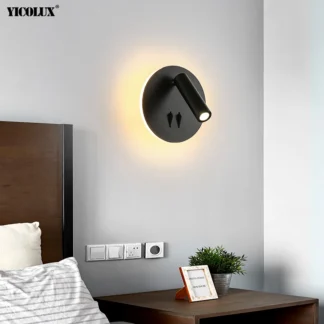 Lámpara LED de pared para interior, luminaria decorativa de hierro, redonda, cuadrada, para dormitorio y hogar