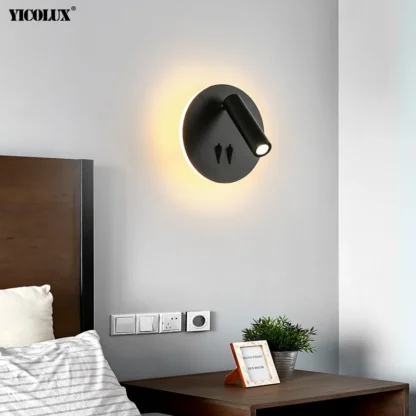 Lámpara LED de pared para interior, luminaria decorativa de hierro, redonda, cuadrada, para dormitorio y hogar