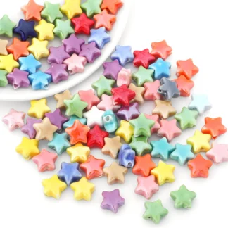 Cuentas de cerámica con forma de estrella para fabricación de joyas, abalorios de 14mm y 10 piezas para hacer pulseras, collares y llaveros