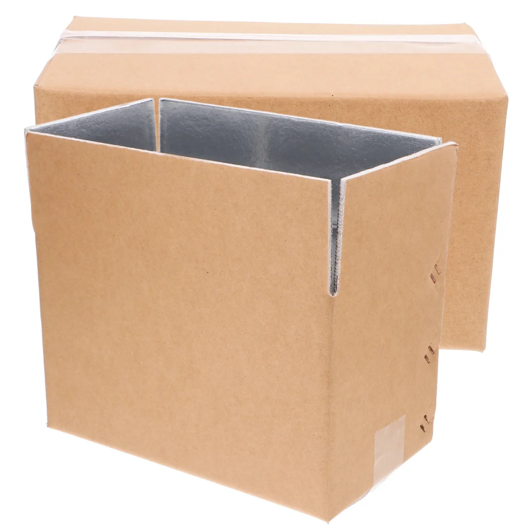 Cajas de transporte aisladas con forro de papel de aluminio, caja térmica de envío en frío para embalaje de alimentos de mariscos, refrigerador reutilizable, 2 uds.