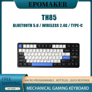 EPOMAKER TH85 Teclado mecánico para jugar RGB intercambiable en caliente conexión de tres modos Macro programable para deportes electrónicos y regalo para juegos