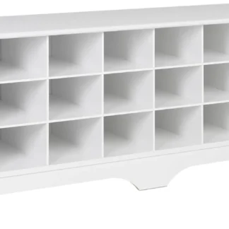 Banco de Salón Blanco con almacenamiento y asientos: 24-Banco de Cubby de zapatos, Ra de Zapatos blanco Ideal para entrada, tamaño 15,5 "D X 60" W X