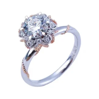 Moissan-Anillo de diamante PT950 de platino para mujer, ramo de mano, anillo de boda de 1 quilate