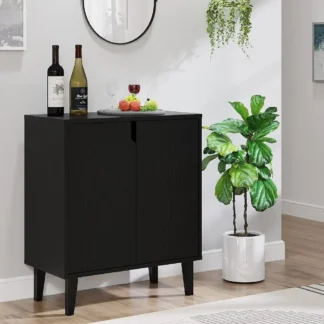 Gabinete de almacenamiento para Buffet de cocina de 2 puertas, mesa consola decorativa para cocina, comedor, sala de estar, pasillo, oficina (negro)