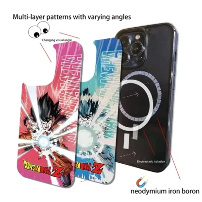 Funda Visual 3D Dragon Ball Goku KAMEHAMEHA para iPhone 15 14 13 12 11 16 Pro Max para regalos de cubierta de carga Magsafe