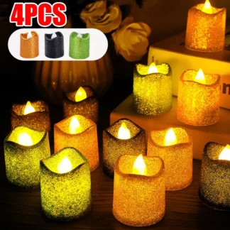 4/1 Uds. Luces LED tipo vela sin llama, luz de té con purpurina, forma de onda multicolor, lámpara de adorno de escritorio, decoración del hogar para fiesta de Navidad y boda