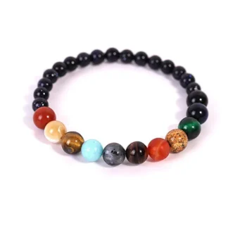 2 uds pulsera de mujer sistema Solar cadena de mano elástica universo galaxia los ocho planetas guardián estrella cuentas pulsera brazalete regalos