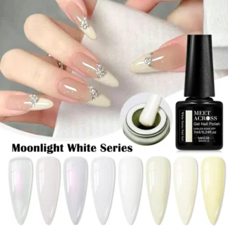 MEET ACROSS 7ml Moonnight Gel blanco Nail Polsih Primavera Verano Popular translúcido Gel de gelatina uñas Soak Off UV Gel Nail Art