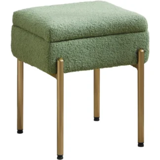 Taburete de tocador, taburete otomano pequeño con almacenamiento, silla de tocador de maquillaje con pies antideslizantes, taburete otomano con patas de metal