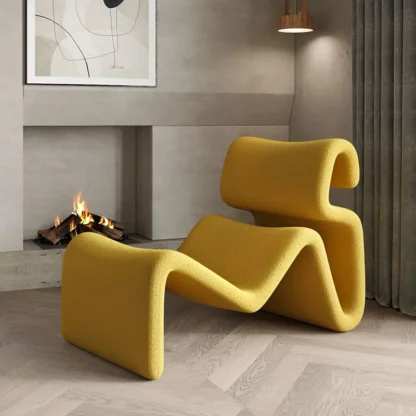 Silla de diseño Simple y lujosa, silla de ocio curvada abstracta arqueada, silla de salón en forma de S de fibra de vidrio de forma Irregular