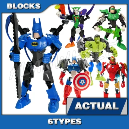 6 tipos Super Fighter Revenger Joker verde capitán gigante Robot de hierro traje accionado 6001 juguete de bloques de construcción Compatible con el modelo