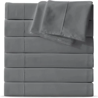 Sábana plana doble, tejido de microfibra cepillado, suave y transpirable de primera calidad, anticontracción y sin decoloración, solo hojas planas a granel, paquete de 6