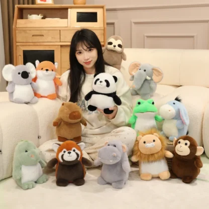 1 unidad de 22cm Kawaii Capybara mapache Koala juguetes de peluche muñeco de Animal suave Panda elefante perezoso juguetes decoración de cumpleaños