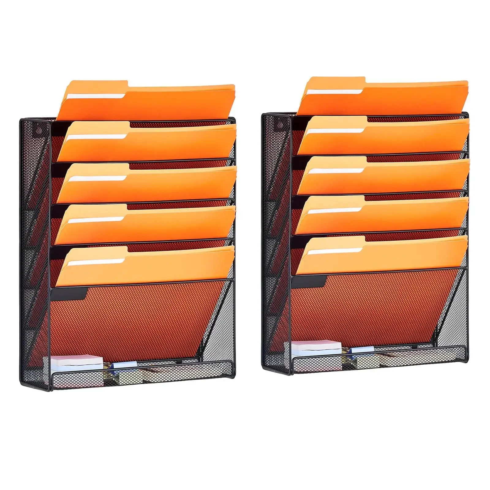 Archivador de pared, archivador de pared de malla, 2 piezas, 6 bolsillos para oficina/escuela