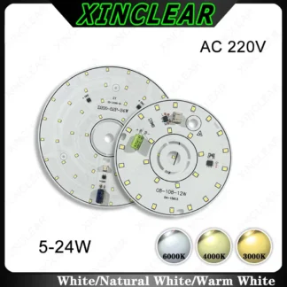 Paquete de 5 5-24W blanco natural cálido AC220V panel de luz sin controlador SMD 2835 chip LED fuente de luz panel lámpara accesorios de bombilla