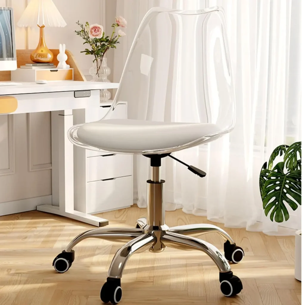 Silla rodante de tocador Arml, asiento pequeño y moderno, ajustable, para oficina, hogar, maquillaje, espacio pequeño, cama