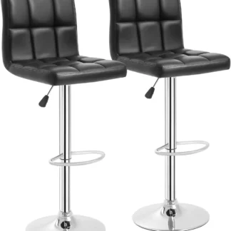 Taburetes de barra giratorios de altura de mostrador, cuero Pu acolchado con respaldo, Juego de 2 taburetes de mostrador ajustables, taburetes de comedor