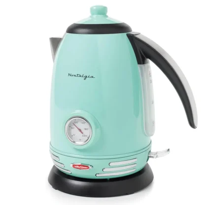 Rwk150Aq Hervidor de agua eléctrico retro de acero inoxidable, capacidad para 1,7 litros, protección contra ebullición en seco, 360 ° Base giratoria, nivel de agua