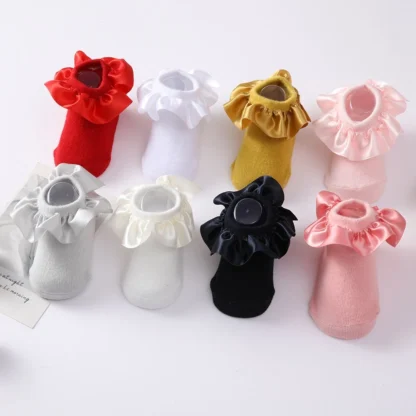 Calcetines de punto de algodón peinado con volantes de encaje para bebé, medias cortas de 0 a 12 meses para interiores, Princesa, primavera y verano