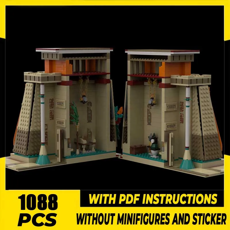 Bloques de construcción Moc, modelo de templo de estilo egipcio, tecnología de ladrillos, modelo de vista de calle de ciudad, juguetes de ensamblaje DIY, regalos de construcción