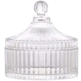 Plato de cristal para dulces con tapa, cuenco de dulces cubierto decorativo de 280ML y 10OZ, regalo para el hogar, cocina y oficina, transparente