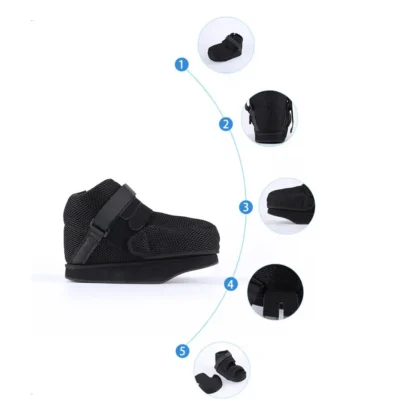 Zapatos de descompresión del antepié, botas médicas para caminar, puntera postoperatoria, alivio de fracturas, malla ligera, tobillo estable y duradero