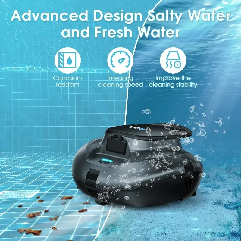 Robot limpiador de piscinas automático inalámbrico Spider, aspiradora automática para piscinas con motores duales, para piscina sobre el suelo de cobertura de 861 pies cuadrados