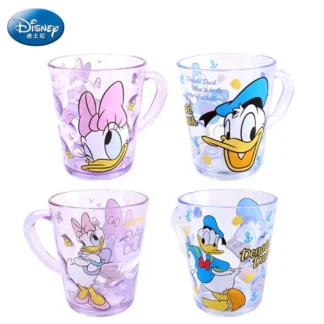 Taza de cristal de dibujos animados para niños, cepillo de dientes y enjuague bucal, anticaída y sin olor, Disney Stitch, Mickey, Sullivan, pato Donald