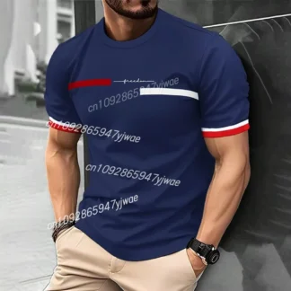 Camiseta con estampado de rayas 3D para hombre, ropa de calle Harajuku de tendencia Hip-Hop, Top informal cómodo y transpirable con cuello redondo para hombre