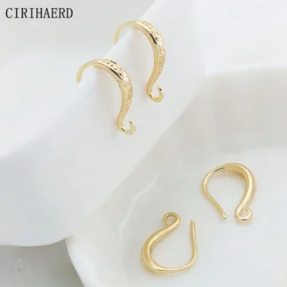 Ganchos para pendientes de latón chapado en oro de 14K, conectores colgantes para pendientes, suministros de joyería DIY, ganchos para pendientes de mujer