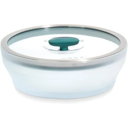 Utensilios de cocina, plato para microondas sin plástico, contenedor de almacenamiento de vidrio poco profundo grande de 2 piezas con tapa para cocinar al vapor, asar, servir y