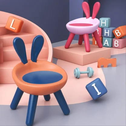 Taburete de estilo conejito para niños, silla de cambio de zapatos, taburete bajo de dibujos animados para el hogar, banco pequeño de plástico