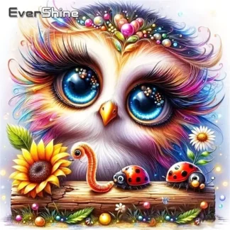 Evershine, recién llegado, mosaico de diamantes, pájaro, Animal, pintura de diamante redondo cuadrado completo, búho, dibujos animados, decoración de pared de flores DIY