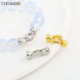 Cierres de joyería, sujetadores de conectores, cierre de circón con incrustaciones chapado en oro de 18 quilates para joyería, pulseras, suministros de fabricación, accesorios DIY