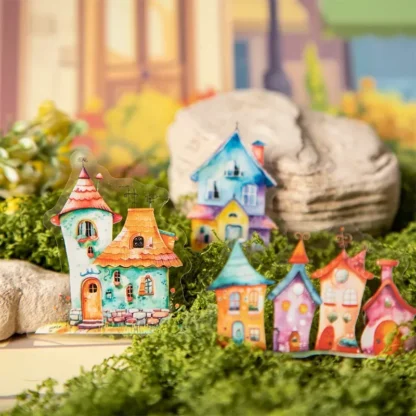 10 piezas de pegatinas para mascotas, Base de casa, paisaje, folleto, materiales de decoración, bolsa de casa elegante clásica, serie de casa divertida