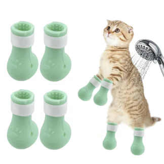 Botas protectoras antiarañazos para mascotas, juego de pies de gato, suministros de baño